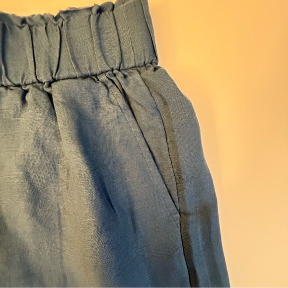 NEW J. Crew High Waist Blue Women's linen Shorts size XXS elastic waist - Picture 3 of 9
